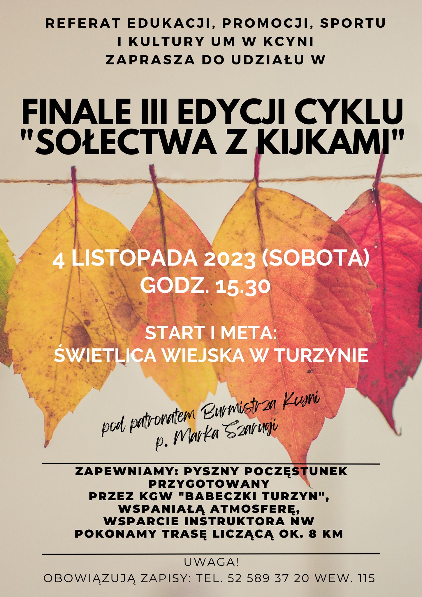 Kolejna edycja rajdów z kijkami, zaproszenie na finałowe spotkanie w dniu 4 listopada 2023 r. do Turzyna 