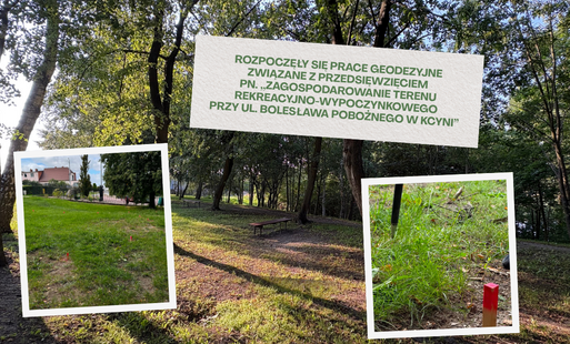 Zdjęcie do Rozpoczęły się prace związane z realizacją zadania pn. ,,Zagospodarowanie terenu rekreacyjno-wypoczynkowy przy ul. Bolesława Pobożnego w Kcyn