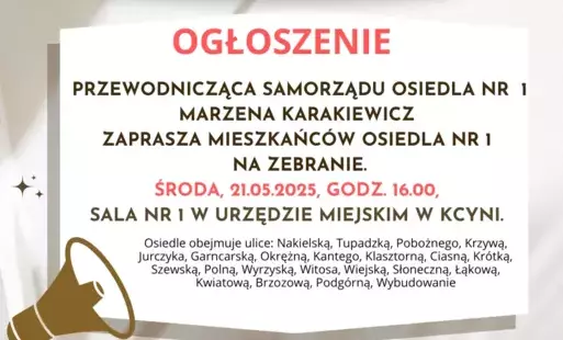 Zdjęcie do Zebranie mieszkańc&oacute;w Samorządu Osiedla Nr 1  