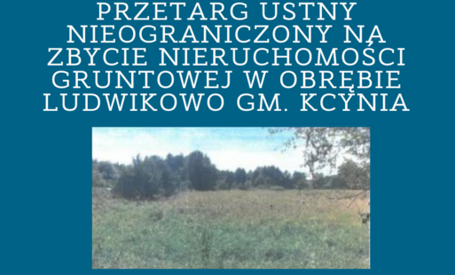 Zdjęcie do Ogłoszenie o pierwszym publicznym przetargu ustnym nieograniczonym na  zbycie nieruchomości gruntowej położonej w obrębie geodezyjnym Ludwikowo, gm. Kcynia