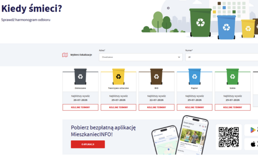 Zdjęcie do Harmonogram odbioru odpad&oacute;w już w aplikacji MieszkaniecInfo! 