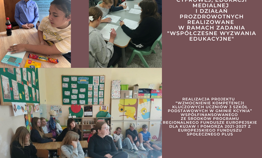 Zdjęcie do Zakończyliśmy projekt &bdquo;Wzmocnienie kompetencji kluczowych uczni&oacute;w trzech szk&oacute;ł podstawowych w gminie Kcynia&rdquo;
